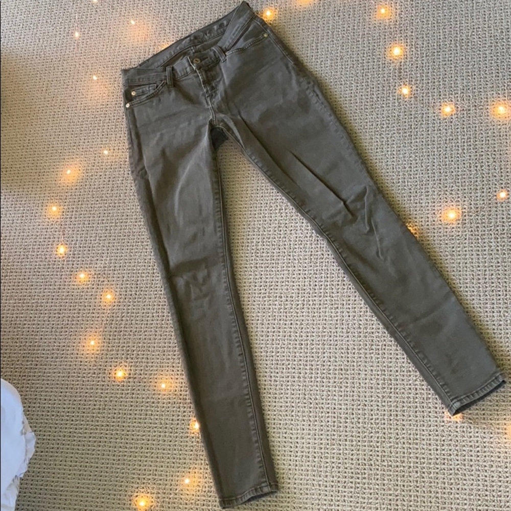 7 For All Mankind green skinny jeans